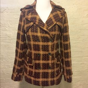 Plaid Tweed Pea Coat